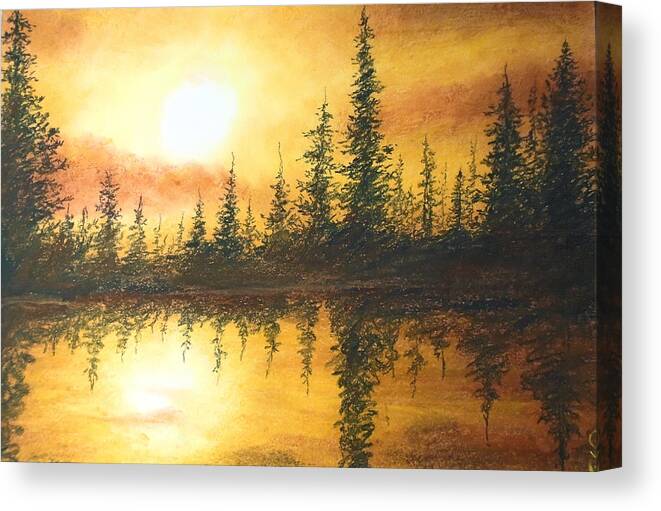 Gold Canvas Print featuring the drawing Golden Mist by Jen Shearer