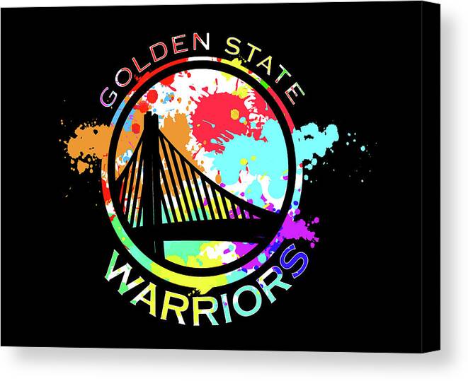 Golden State Warriors Canvas Print featuring the digital art Golden State Warriors Pop Art by Ricky Barnard