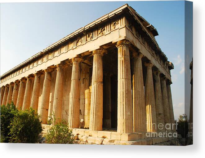 Greek Ruins Canvas Print featuring the photograph Greek Ruins - Temple of Hephaestus by Just Eclectic