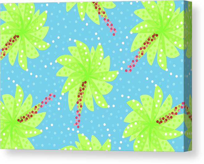 Pattern Canvas Print featuring the digital art Green Flowers In The Wind by Boriana Giormova