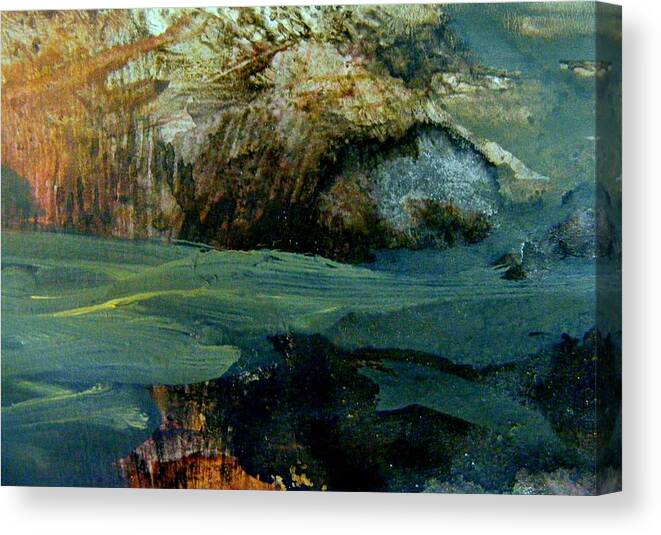 Abstract Landscape In Ink And Acrylic Canvas Print featuring the painting Green Fog by Nancy Kane Chapman