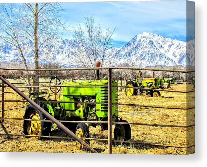 Sky Canvas Print featuring the photograph Green Tractor by Marilyn Diaz