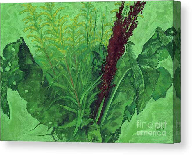 Nature Canvas Print featuring the painting Greenery by Julia Khoroshikh