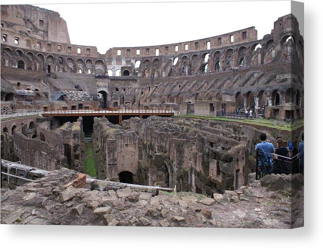 Roman Canvas Print featuring the photograph Ground Level at the Coliseum by Tracy Dugas