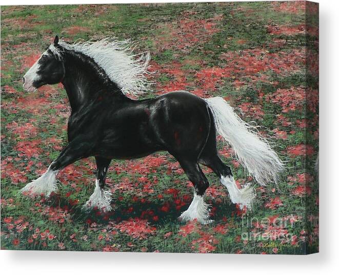 Gypsy Cob Canvas Print featuring the painting Gypsy Fire by Louise Green