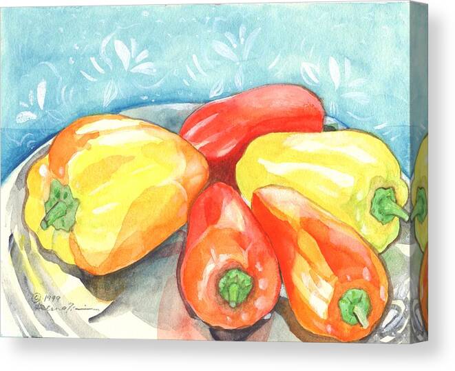 Gypsy Pepper Canvas Print featuring the painting Gypsy Peppers by Helena Tiainen