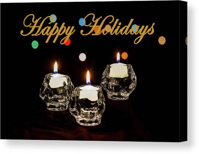Bokeh Canvas Print featuring the photograph Happy Holiday Candles by Ed Clark