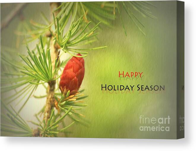 green Greeting Card Canvas Print featuring the photograph Happy Holiday Season Card by Aimelle Ml