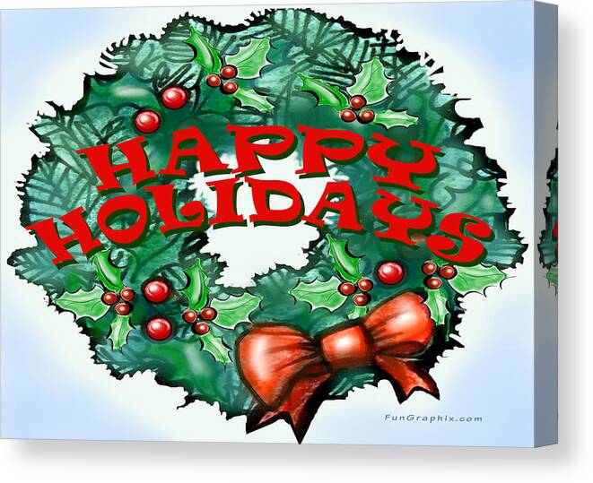 Happy Holidays Canvas Print featuring the greeting card Happy Holidays by Kevin Middleton