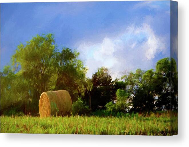 Hay Roll Canvas Print featuring the photograph Hay Roll - Nebraska Field by Nikolyn McDonald