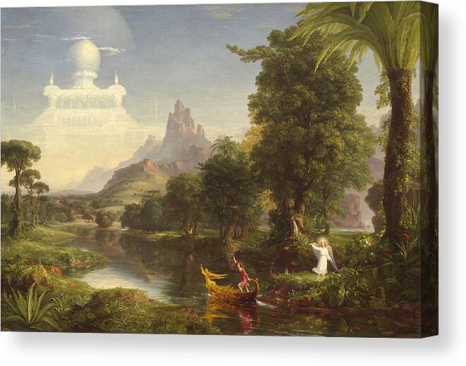Thomas Cole Canvas Print featuring the painting He Voyage Of Life by MotionAge Designs