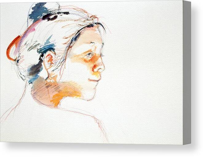 Headshot Canvas Print featuring the painting Head Study 9 by Barbara Pease