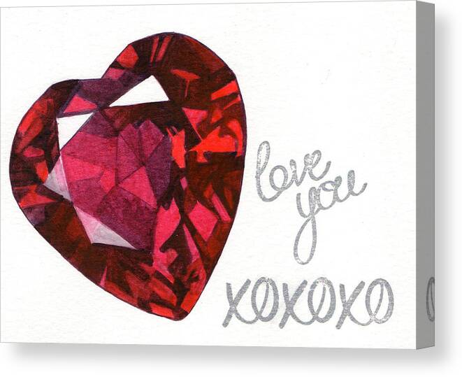 Valentine's Day Canvas Print featuring the painting Heart Ruby by Swati Singh