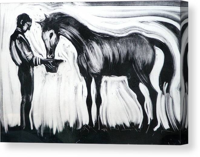 Horse Canvas Print featuring the painting Here's All I Have by Laura Lee Cundiff