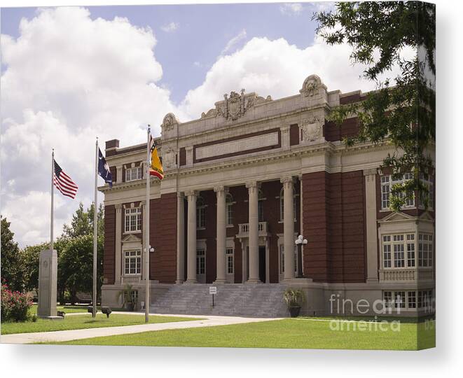 City Of Dillon Sc Canvas Print featuring the photograph Historic Dillon County Courthouse in South Carolina by MM Anderson