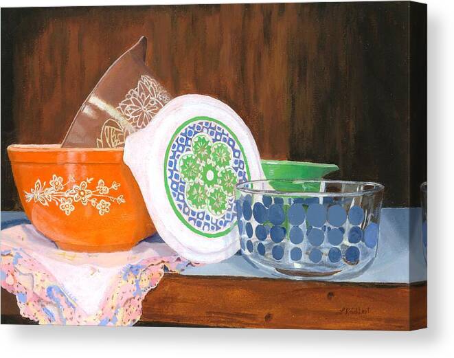 Glassware Canvas Print featuring the painting History of Glass by Lynne Reichhart