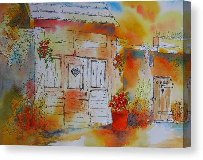 Watercolor Canvas Print featuring the painting Home Is Where The Heart Is by Tara Moorman