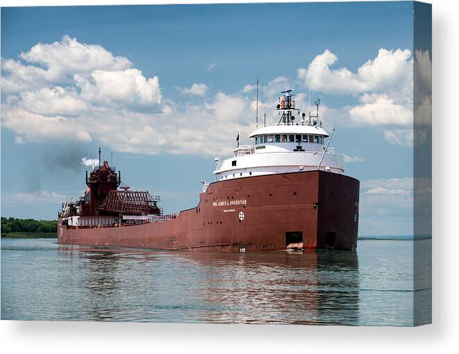 Great Lakes Freighter Canvas Print featuring the photograph Hon. James L. Oberstar by Matt Hammerstein