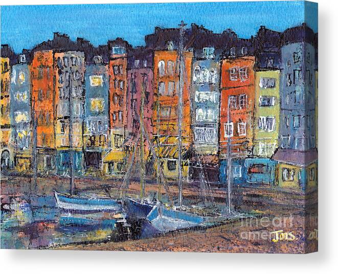 France Canvas Print featuring the painting Honfleur France by Jackie Sherwood
