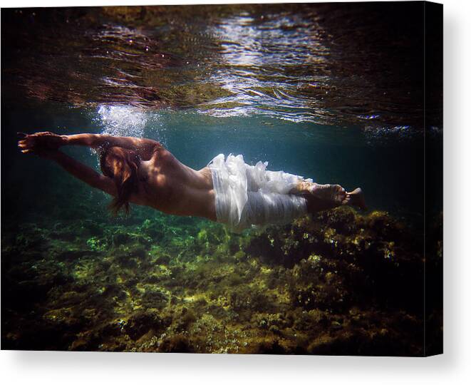 Swim Canvas Print featuring the photograph Horizontal Mermaid by Gemma Silvestre