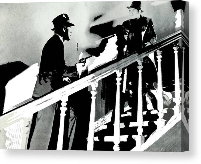 Humphrey Bogart Edward G. Robinson Bullets Or Ballots 1936-2016 Canvas Print featuring the photograph Humphrey Bogart Edward G. Robinson Bullets or Ballots 1936-2016 by David Lee Guss