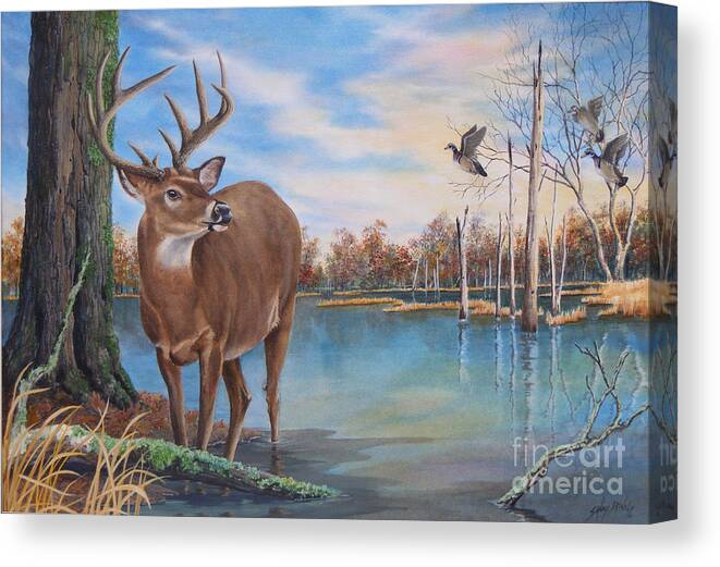 Deer Canvas Print featuring the painting Hunters Dream sold by Sandy Brindle