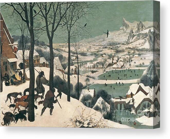 Hunters Canvas Print featuring the painting Hunters in the Snow by Pieter the Elder Bruegel