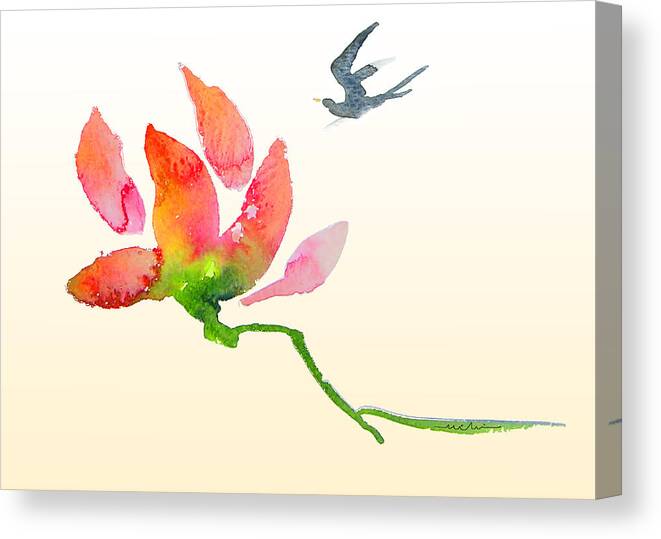 Birds Canvas Print featuring the painting i Am Flying To You by Miki De Goodaboom