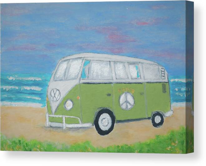 Volkswagen Canvas Print featuring the painting Iconic VW Camper by Laura Richards