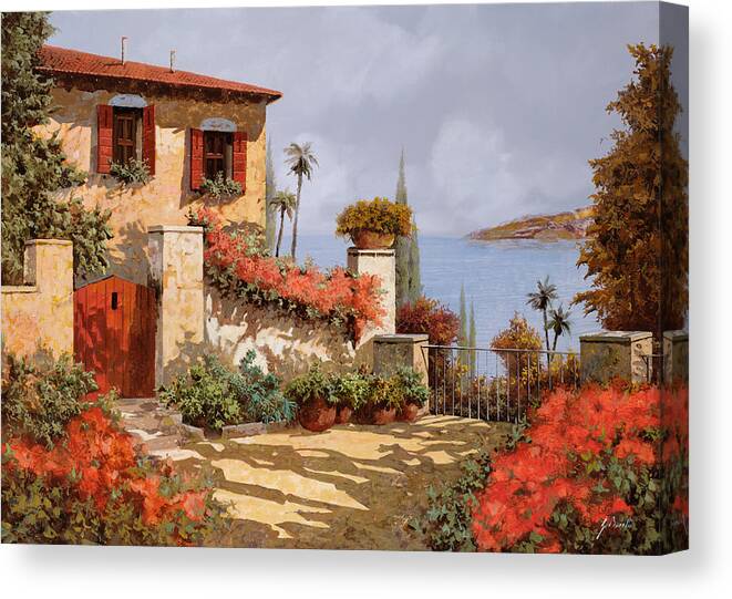 Red House Canvas Print featuring the painting Il Giardino Rosso by Guido Borelli