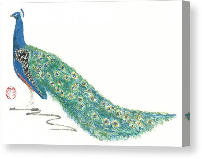 Bird Canvas Print featuring the painting Imperial Peacock by Terri Harris