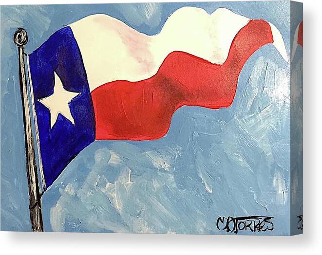 Texas Flag Canvas Print featuring the painting In the Wind by Melissa Torres