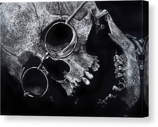 Skull Canvas Print featuring the drawing Inevitable Conclusion by William Underwood