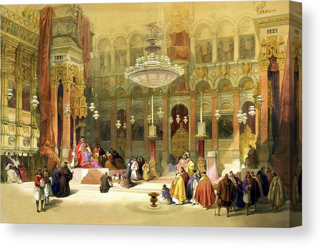 Church Of The Holy Sepulchre Canvas Print featuring the digital art Inside the Church of the Holy Sepulchre by Munir Alawi