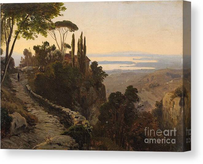 Oswald Achenbach Canvas Print featuring the painting Italian Landscape by MotionAge Designs