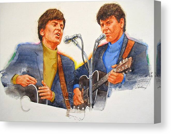Acrylic Painting Canvas Print featuring the painting Its Rock And Roll 4 - Everly Brothers by Cliff Spohn