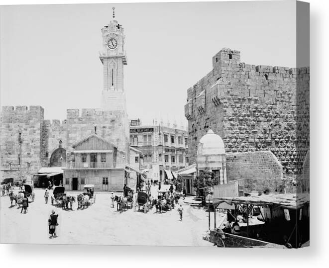 Jaffa Gate Canvas Print featuring the photograph Jaffa Gate 1907 by Munir Alawi