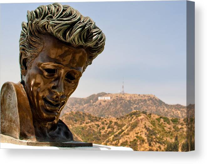 550 Canvas Print featuring the photograph James Dean - Griffith Observatory by Natasha Bishop