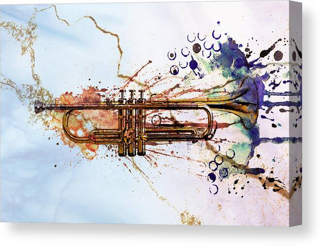 Jazz Canvas Print featuring the digital art Jazz Trumpet by David Ridley