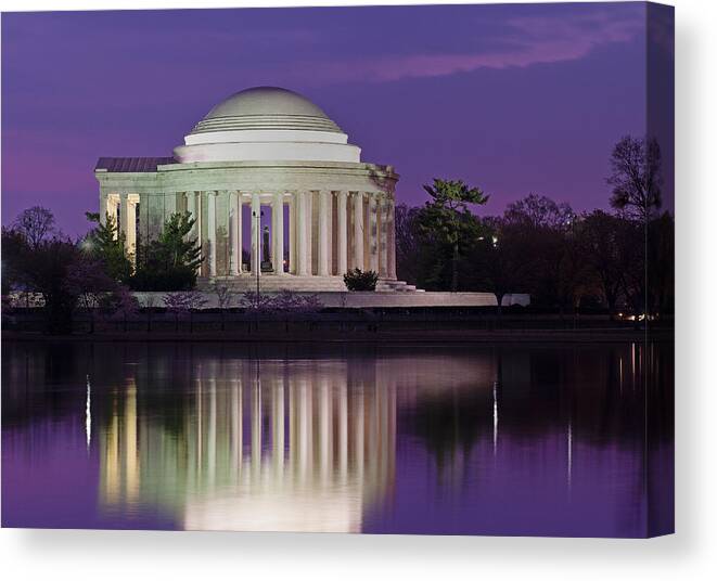 Cherry Tree Canvas Print featuring the photograph Jefferson Memorial by Dennis Kowalewski
