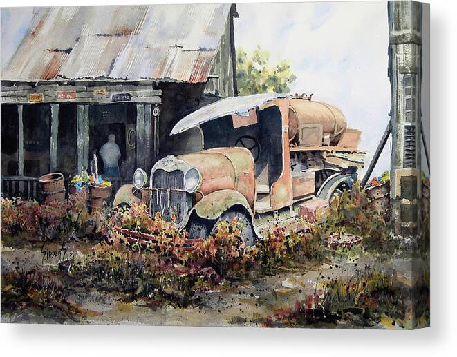 Truck Canvas Print featuring the painting Jeromes Tank Truck by Sam Sidders