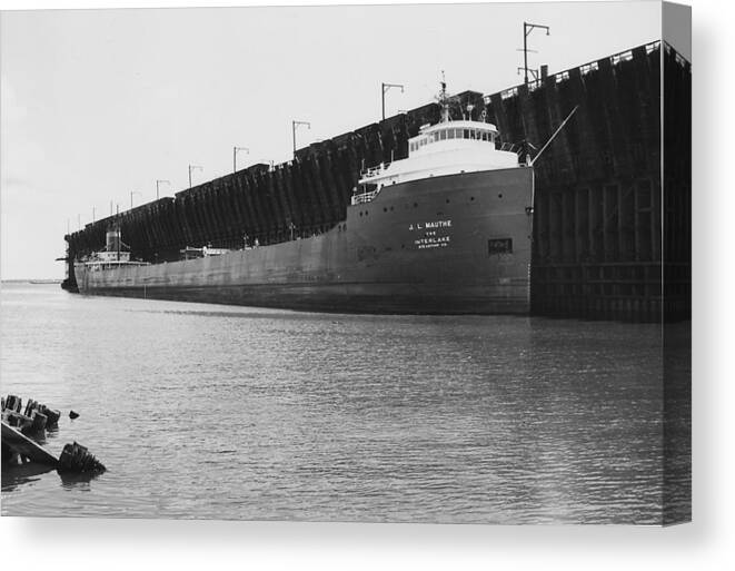 Escanaba Canvas Print featuring the photograph The Mauthe at Dock - 1964 by Chicago and North Western Historical Society