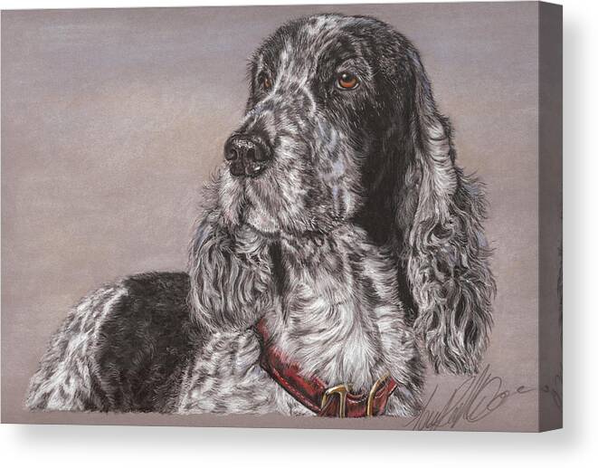 Dog Canvas Print featuring the pastel Johnny by Terry Kirkland Cook