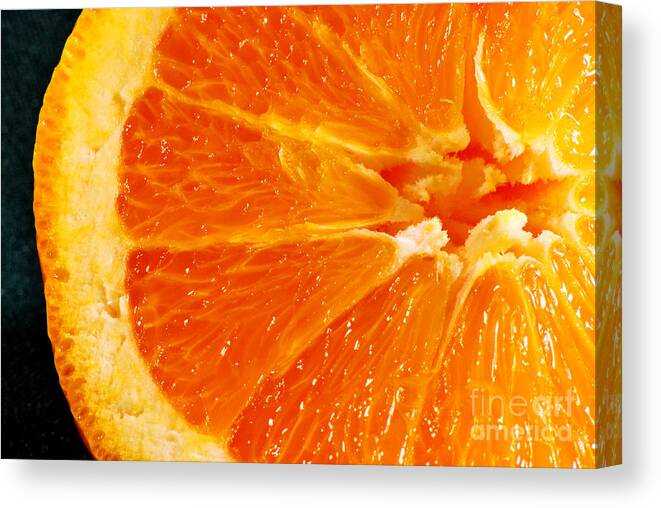 Macro Canvas Print featuring the photograph Juicy Orange by Nancy Mueller