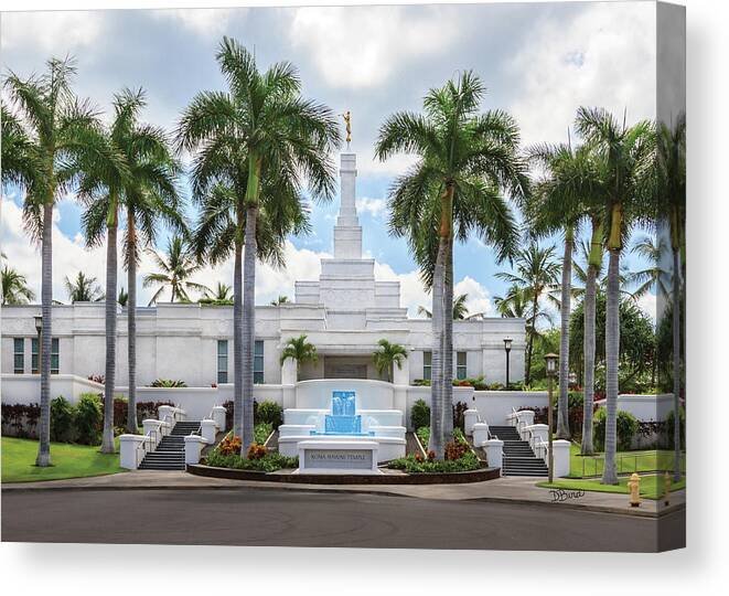 Temples Canvas Print featuring the photograph Kona Hawaii Temple-Day by Denise Bird