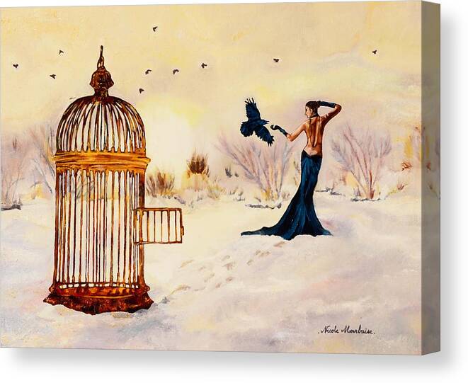 Cage Canvas Print featuring the painting La Cage by Nicole MARBAISE