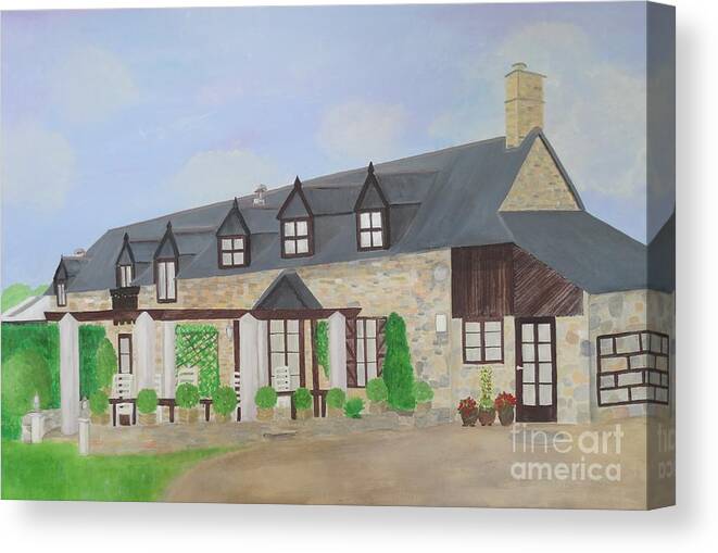 French Villa Canvas Print featuring the painting La Goderie by Karen Jane Jones