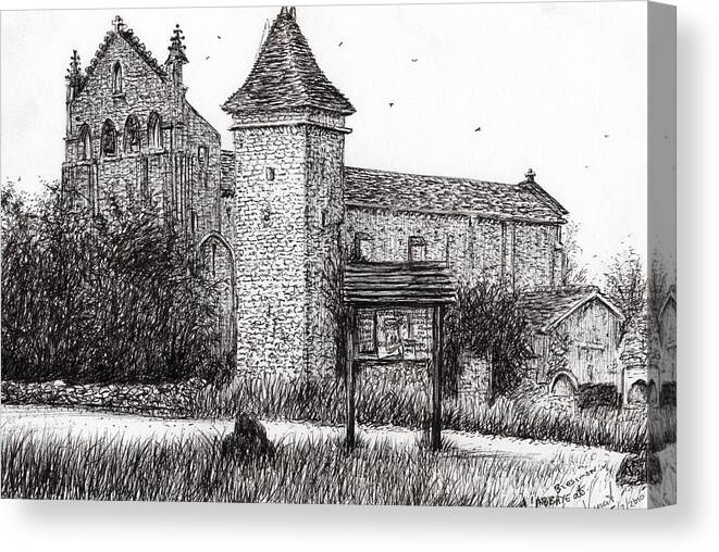 Abbey Canvas Print featuring the drawing L'Abbeye Blassimon by Vincent Alexander Booth