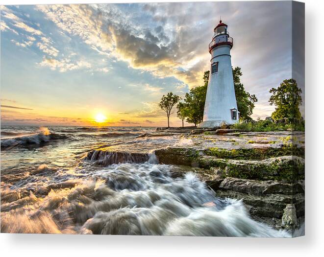 Marblehead Canvas Print featuring the photograph Lake Erie Sunrise by Matt Hammerstein