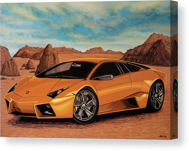 Lamborghini Reventon Canvas Print featuring the painting Lamborghini Reventon 2007 Painting by Paul Meijering